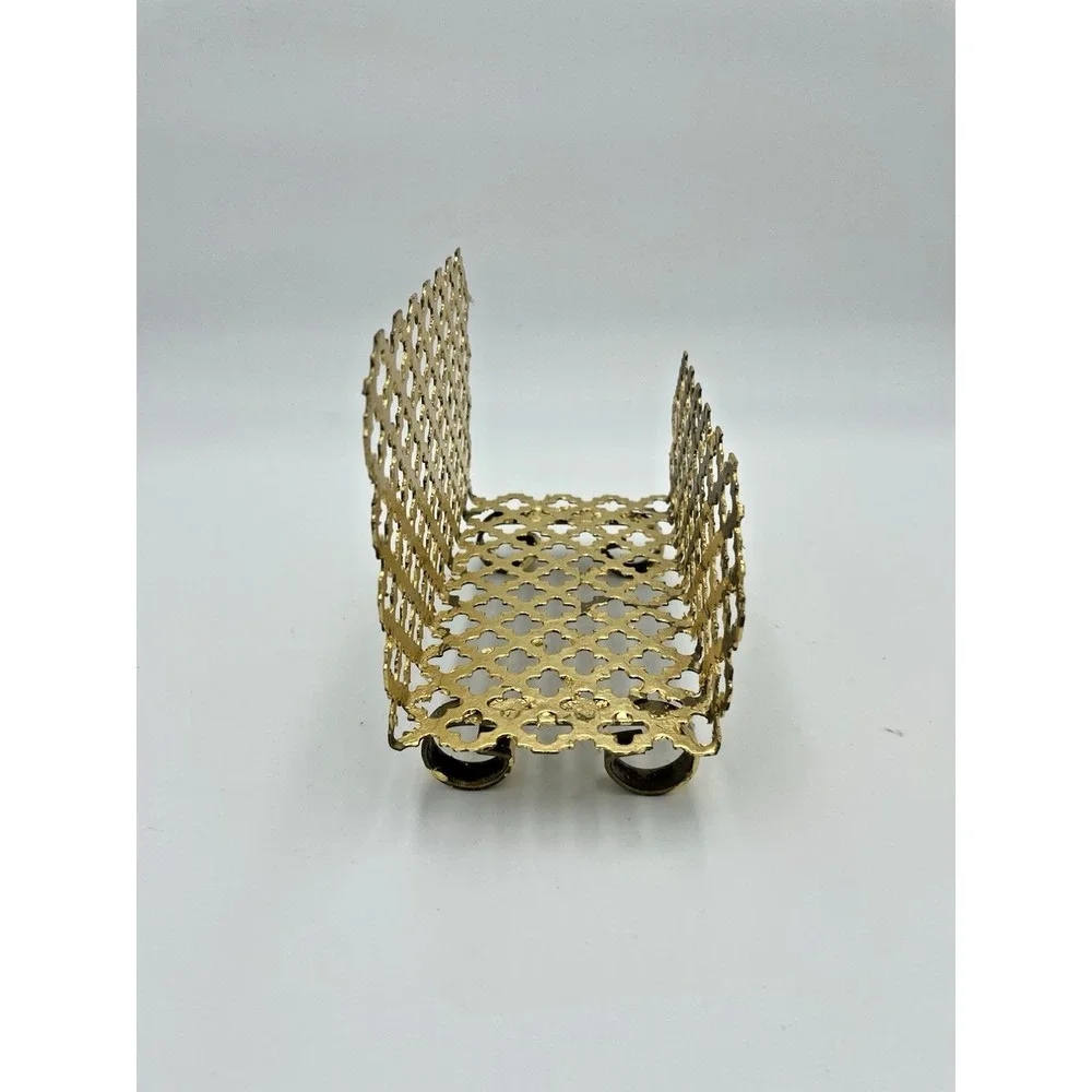 Vintage Mid Century‎ Gold Metal Mesh Letter or Napkin Holder Gold Gilded